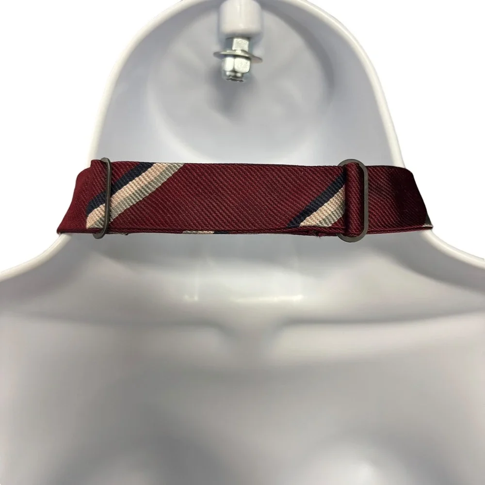 Robert‎ Talbott Pure Silk Bow Tie Burgundy Stripe Mens Formal Neckwear